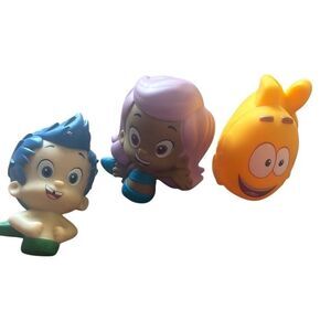 Bubble Guppies Gil Molly Mr. Grouper Fish Figures Lot School Bus Roll N‎ Go bath